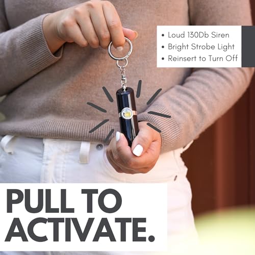 Securityman Personal Safety Alarm for Women | Self Defense Keychain (Loudest 130dB Siren and SOS Strobe Light) Everyday Security Personal Alarm Protection Device (Black) - color: Black