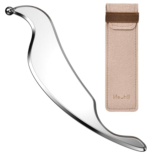 lifechill 304 Stainless Steel 3-in-1 Stainless Steel Gua Sha Tool, Professional Trigger Point Massage Tools & Fascia Release Scraper for Muscle Pain Relief of Neck, Shoulder, Leg & Body