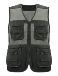 Gihuo Men's Utility Vest Fishing Safari Vest Summer Travel Vest with Pockets - color: Army Green 02, size: Small