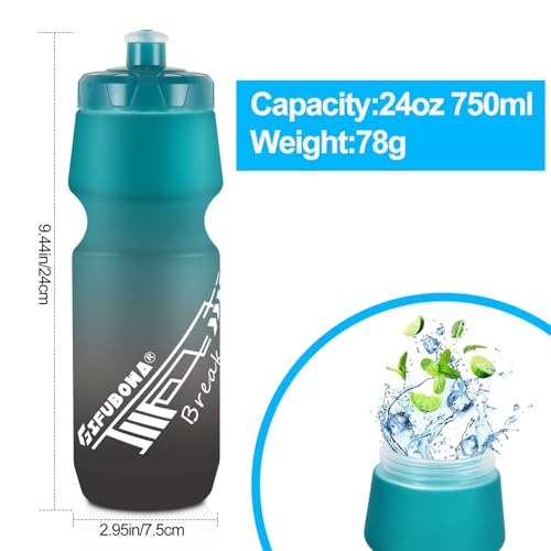 24oz Bike Water Bottle Leakproof Squeeze BPA Free Bicycle Bottles - color: Black/White+Green/Black, size: 2‑Pack