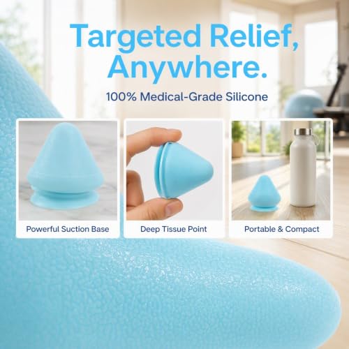 Portable Silicone Muscle Massage Ball with Suction Base for Neck Shoulder Back and Waist Relief Self-myofascial Release Tool for Deep Tissue Relaxation and Muscle Tension Release