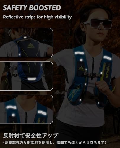TRIWONDER Running Vest Hydration Pack Backpack for Men & Women, Lightweight Trail Marathon Run Race Vest for Cycling Jogging - color: 02 Black&Grey - with 2 Water Bottles (250ml)