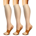 FEYHAY Copper Compression Socks (3 Pairs) 15-20 mmHg Circulation is Best Athletic & Daily for Men & Women, Running, Climbing - color: 3 Beige/Beige/Beige, size: Small-Medium