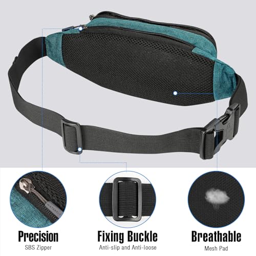 WATERFLY Small Fanny Pack Crossbody Lightweight Waist Bag for Woman Man - color: Green