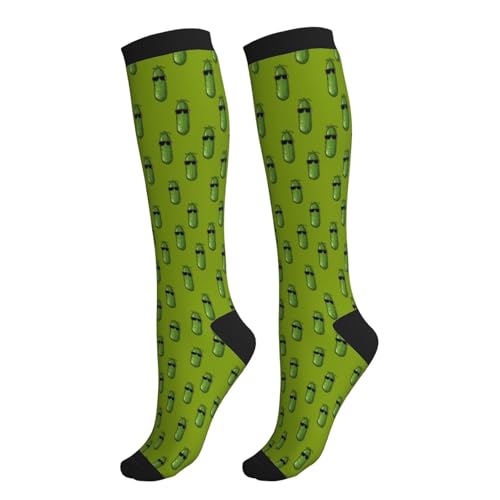 Compression Socks Knee High Circulation Support Socks For Women Men Athletic Running Hiking Travel - color: Funny Cucumber