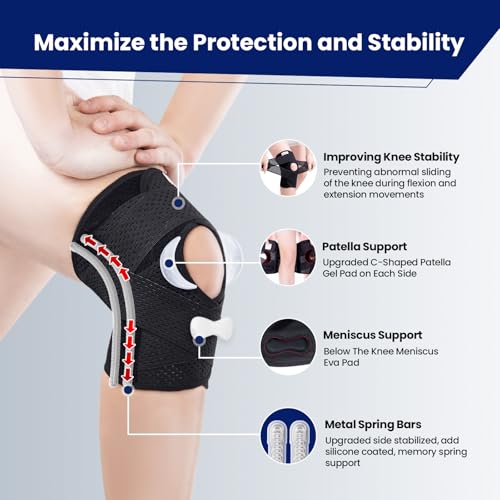 JOMVD Knee Brace for Meniscus Tear, Knee Pain Relief, Arthritis, ACL&MCL - color: Black, size: X-Large
