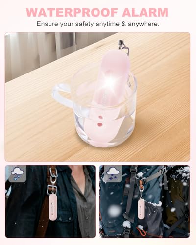 Personal Safety Alarm for Women - Waterproof Rechargeable Security Alarm - 140dB Extra Loud Siren with SOS Strobe Light - Self Defense Keychain for Women Girls Teens Seniors(Pink) - color: Pink
