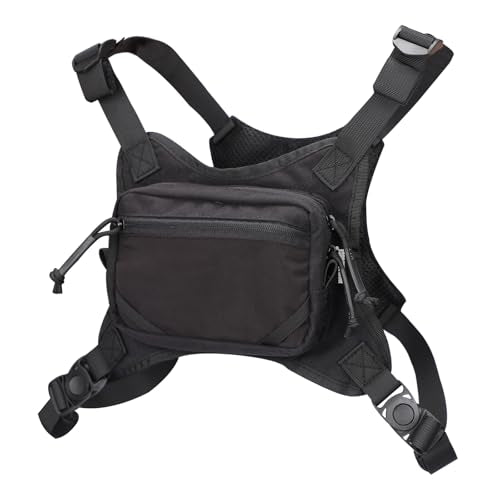 MGFLASHFORCE Chest Bag for Men and Women, Chest Rig Pack Front EDC Pouch - color: Black