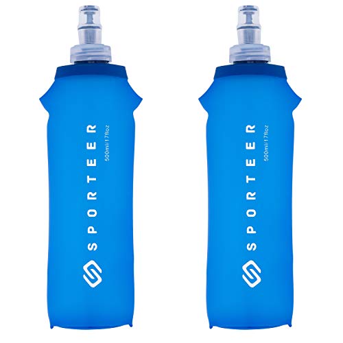 Sporteer 500ml Soft Flask (2-Pack) - Collapsible Water Bottle for Running