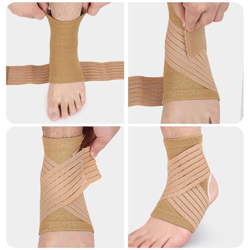 Ankle Support Brace for Women & Men, 1 Pair Ankle Compression Sleeve Adjustable Ankle Wrap, Breathable Foot Brace for Relief Sprained Ankle, Achilles Tendon, Injured Foot, Recovery, Sport, Running