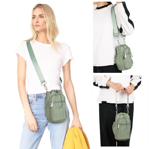 Rueesh Water Bottle Holder Bag with Adjustable Strap - color: Green