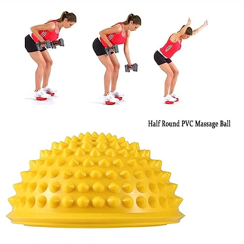 Agatige Foot Massage Ball, Half Round PVC Spiky Foot Wakers Balance Therapy Dome Trigger Point Ball Feet Massage Roller for Yoga Fitness Exercise Gym Massager(Yellow) - color: Yellow