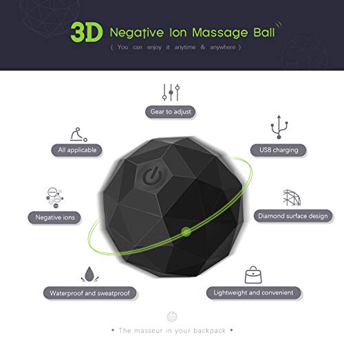 Electric Vibrating Massage Ball, 2-Speed Fitness Yoga Pilates Physical Therapy Massage Roller to Fight Sore Muscles,Washable Negative Ion Vibration Massages ball for Muscle Recovery,Myofascial Release