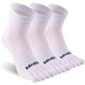 Sunew 3 Pairs Toe Socks for Men Women,Viscose Bamboo Breathable Athletic Running Five Finger Ankle/Quarter Socks - color: White, size: Medium