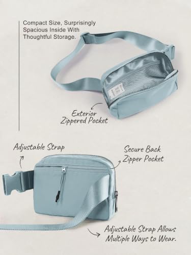 ODODOS Unisex Mini Belt Bag with Adjustable Strap Small Fanny Pack for Workout Running Traveling Hiking, Stone Blue - color: Stone Blue