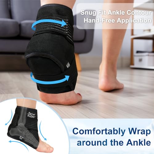 Ankle Ice Pack Wrap with Compression – Reusable Cold Gel Pack for Foot and Achilles, Dual Strap Design with Soft Plush Lining, Flexible Cold Therapy for Ankle Support - 2 Packs - style: 2 Packs