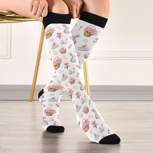 Wusikd Cats Compression Socks for Women and Men Circulation Cute Long Socks for Athletic Running 1 - color: Easter Bunny