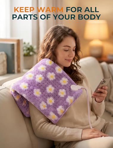 Heating Pad, ALLJOY Cute Heating Pad for Period Cramps & Back Pain, 24"X12" - color: Purple