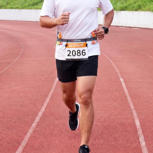 RJ-Sport Race Number Belt with 6 Energy Gel Loops for Triathlon & Marathon - color: 05 Gray