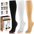 NEWZILL Copper Compression Dress Socks for Women & Men, 15-20 mmHg - color: [3-pairs] Black/White/Nude, size: Small-Medium