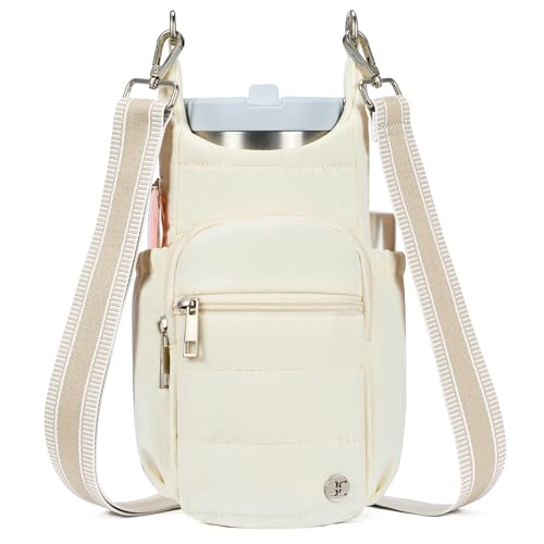 Telena Water Bottle Holder with Strap RFID Crossbody Bags for Women - color: Beige Yellow