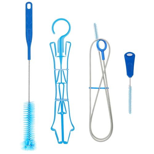 Water Bladder Cleaning Kit, Includes Tube Brushes, Small Bite Valve Brush, Big Brush, Hanger Works with All Hydration Bladders - color: Blue