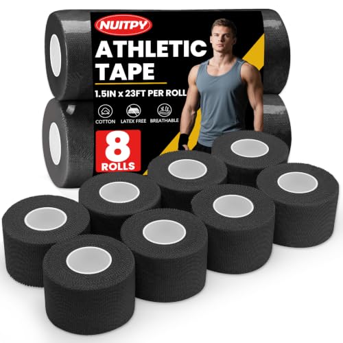 NUITPY 8 Pack Athletic Tape, Black Sports Tape - color: Black-8 Rolls