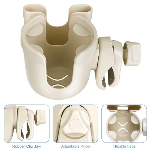 Accmor Stroller Cup Holder with Phone Holder, Bike Cup Holder, Walker Scooter Wheelchair Cup Holder Attachment, Universal Cup Holder for Uppababy Graco Strollers - color: All Off White Carbon Fiber Texture