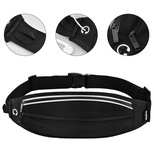 Running Belt Fanny Pack, Running Waist Pack for Women & Men USA Patented Hands-Free Reflective Runner Pouch Belt Fitness Workout Bag No-Bounce Adjustable Sport Travel Fanny Pack Cell (Black) - color: Black