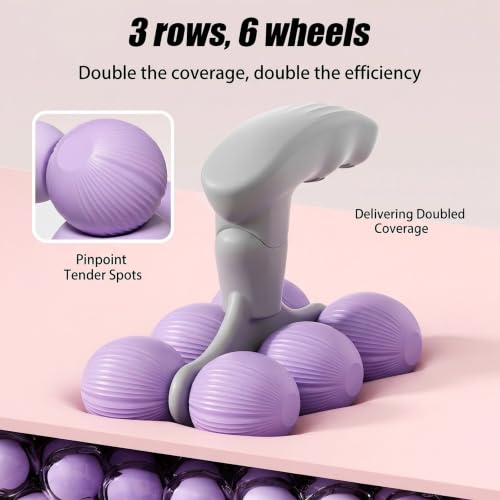 6-Wheel Handheld Massage Roller for Muscle Pain Relief (Purple) - color: Purple