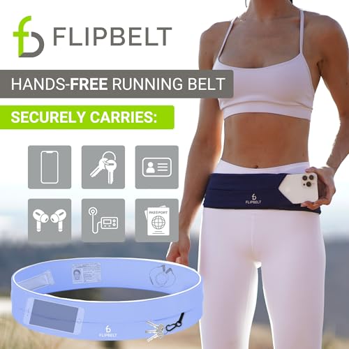 FlipBelt Classic Running Belt, Phone Holder for Running, Money Belt Pouch - color: Periwinkle, size: Small
