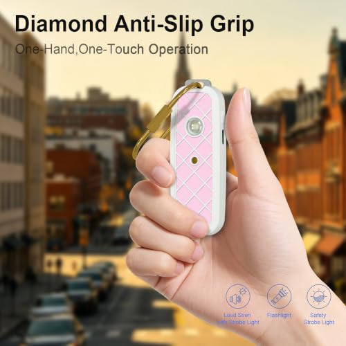 130dB Personal Safety Alarm for Women & Girls - Locking Pin Prevents Accidental Triggering, Anti-Slip Diamond Grip, Loud 240Min Siren, Dual Activation, Strobe Light, Rechargeable (Blush Pink) - color: Blush Pink