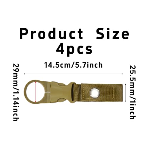 pson 4Pcs 1.37 Inch Portable Water Bottle Clip Holder, Hanging Bottle Buckle Keychain Ring for Outdoor Camping Hiking Travel(Khaki) - color: Khaki