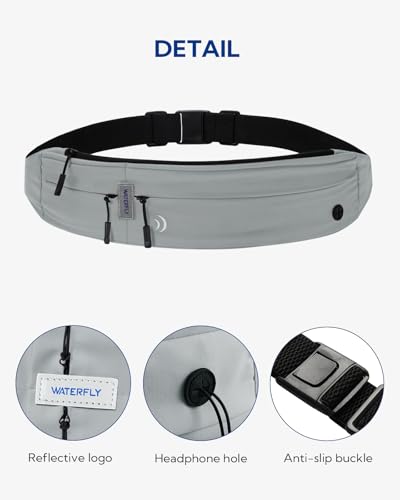 WATERFLY Running Belt Fanny Pack:Phone Holder Belt for Men Women - color: Grey