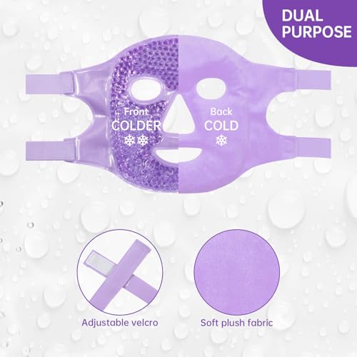 ZNÖCUETÖD Face Ice Mask Facial Ice Packs Gel Hot Cold Compress for Women - color: Purple
