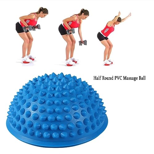 Agatige Foot Massage Ball, Half Round PVC Spiky Foot Wakers Balance Therapy Dome Trigger Point Ball Feet Massage Roller for Yoga Fitness Exercise Gym Massager (Blue) - color: Blue