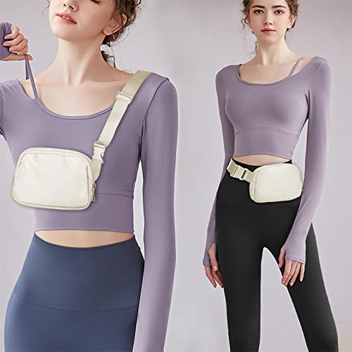 Amazerbst Belt Bag, Fanny Pack, Everywhere Belt Bag,40 Inch Adjustable Strap,for Women and Men,Waterproof - color: Beige