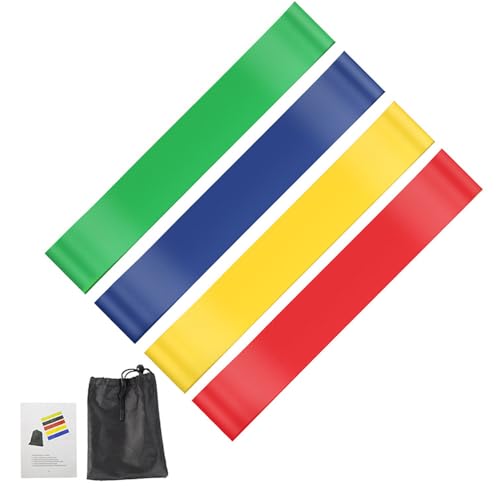 Resistance Loop Exercise Bands Set of 4 with Carry Bag for Home Fitness, Pilates and Daily Workout