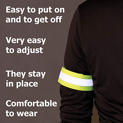 Reflective Bands for Night Walking Reflective Arm Bands for Runners Reflective Wristbands Reflective Ankle Bands Cycling Reflective Running Gear Bike Pant Leg Strap Bicycle Pants Clips - color: Green - 4 Bands