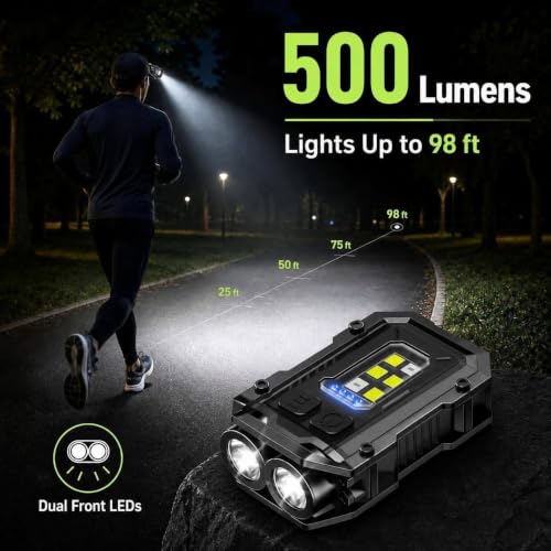 500LM LED Running Light, 2PCS Mini Magnetic Work Light with Arm Band