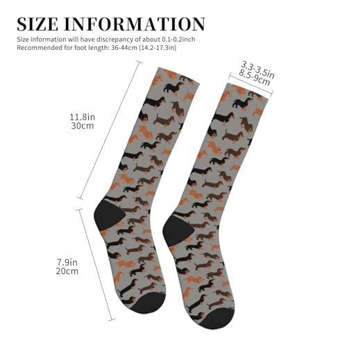 Compression Socks Knee High Support Stockings Women Men - color: Cartoon Happy Dachshund