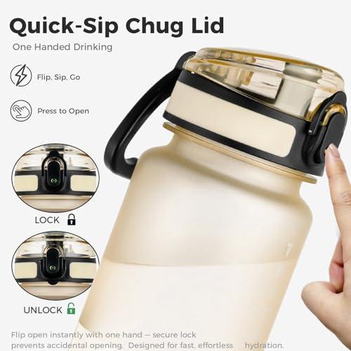 32oz Clear Tritan Water Bottle with Chug Lid - color: Beige
