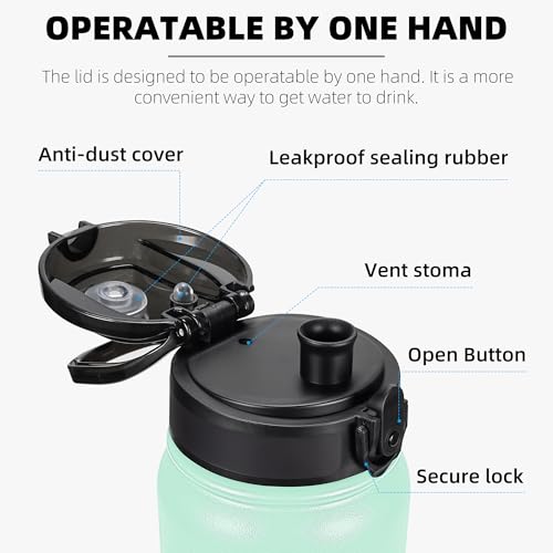 Fanhaw 20oz Stainless Steel Water Bottle with Chug Lid, Green Pink - color: Green Pink, style: 20 Ounces