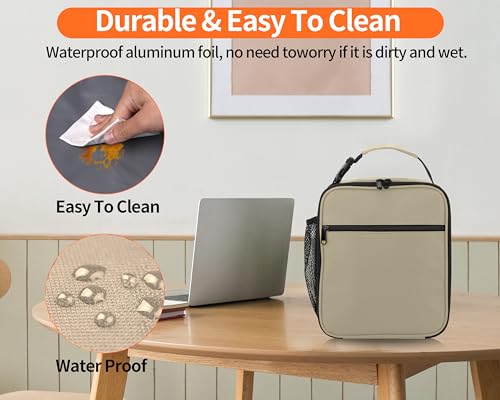 ZM-YOUTOO Lunch Box for Men - Reusable Lunch Bag Men Adult Women- Insulated Small LunchBox (Beige) - color: Beige
