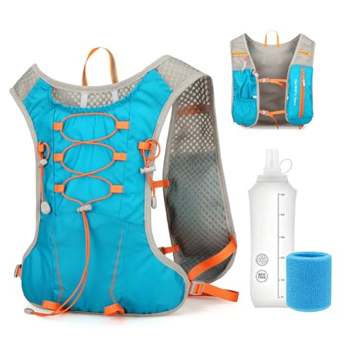 IEJ Running Hydration Vest with 500ml Soft Flask for Marathon - color: Blue