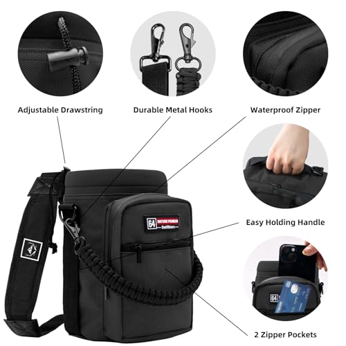 NATURE PIONEOR 26-128 oz Insulated Water Bottle Carrier Holder with Strap - color: Black, size: 64oz