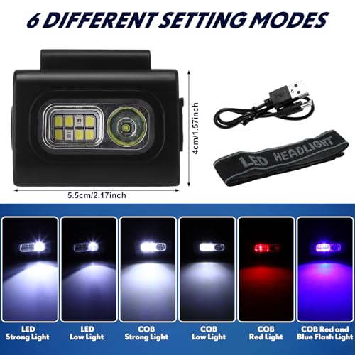 Tujoe 6 Pcs LED Running Lights for Runners Joggers Safety Jogging LED Light Clip Rechargeable Reflective Running Gear Magnetic USB Night Walking for Hiking Jogging Outdoor