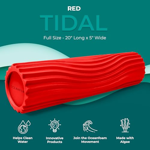Oceanfoam Tidal Roller - Muscle Massage Foam Roller for Exercise (Red) - color: Red