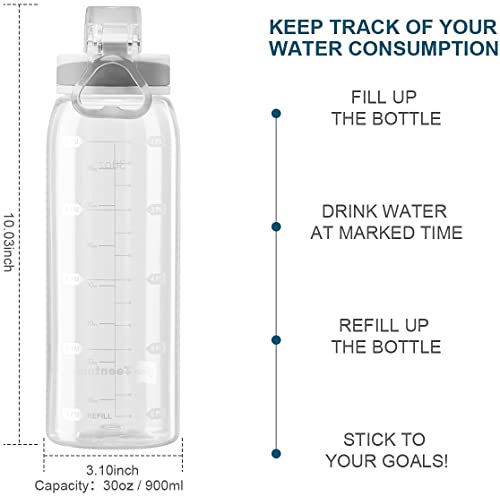 30oz Tritan Water Bottle with Time Marker, 1-Pack, Clear - color: Clear