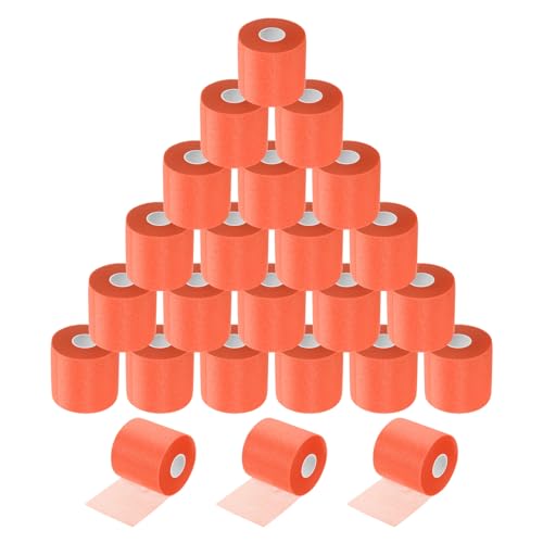 MECCANIXITY 24 Rolls Pre Wrap Athletic Tape 30 Yard x 2.8" Foam Under Wrap Tape Sports Prewrap Headband for Hair Ankles Wrists Hands Knees - color: Orange